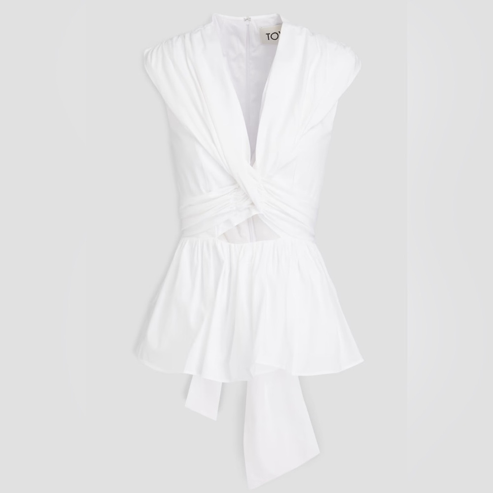 TOVE Leila Twist-Front Cutout Cotton-Poplin Top
